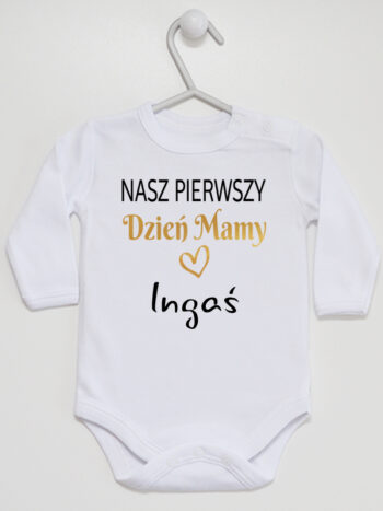 body z długim rękawem kolor biały z imieniem ignaś