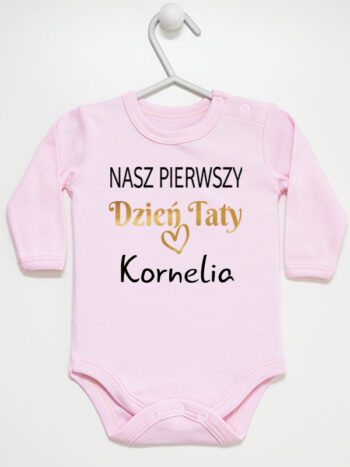 body z długim rękawem kolor różowy z imieniem kornelia