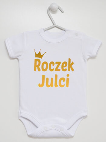 body z krótkim rękawem kolor białyz imieniem julcia